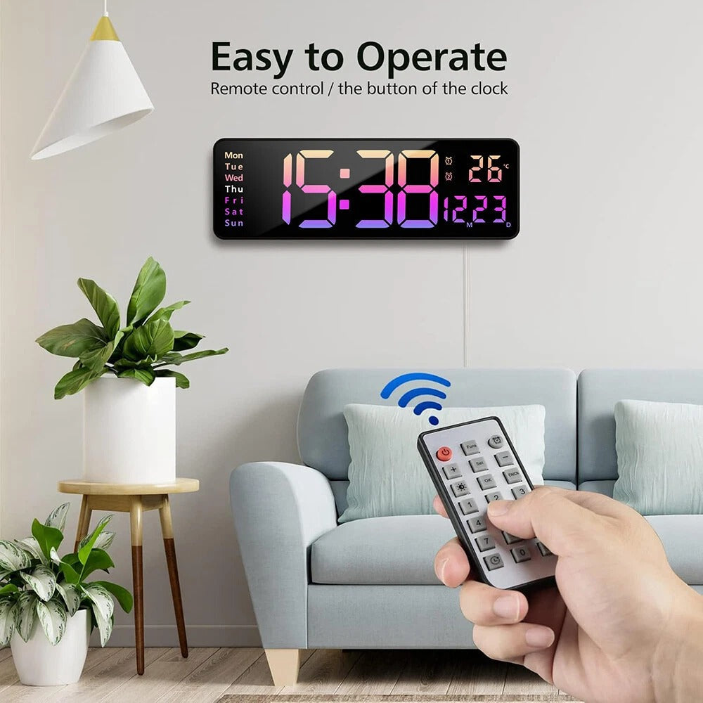 Extra Large Display LED Wall Clock with Date and Timer