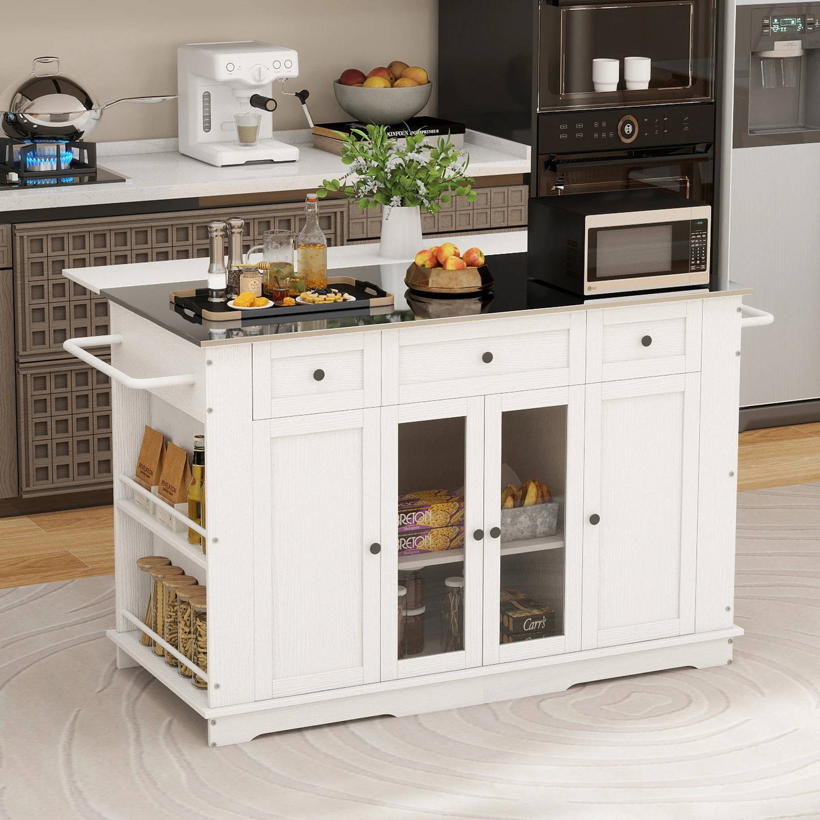 Extra Large Mobile Kitchen Cart with Storage and Wheels - Halri