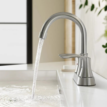 Modern 3 Hole Bathroom Faucet Brushed Nickel Mixer