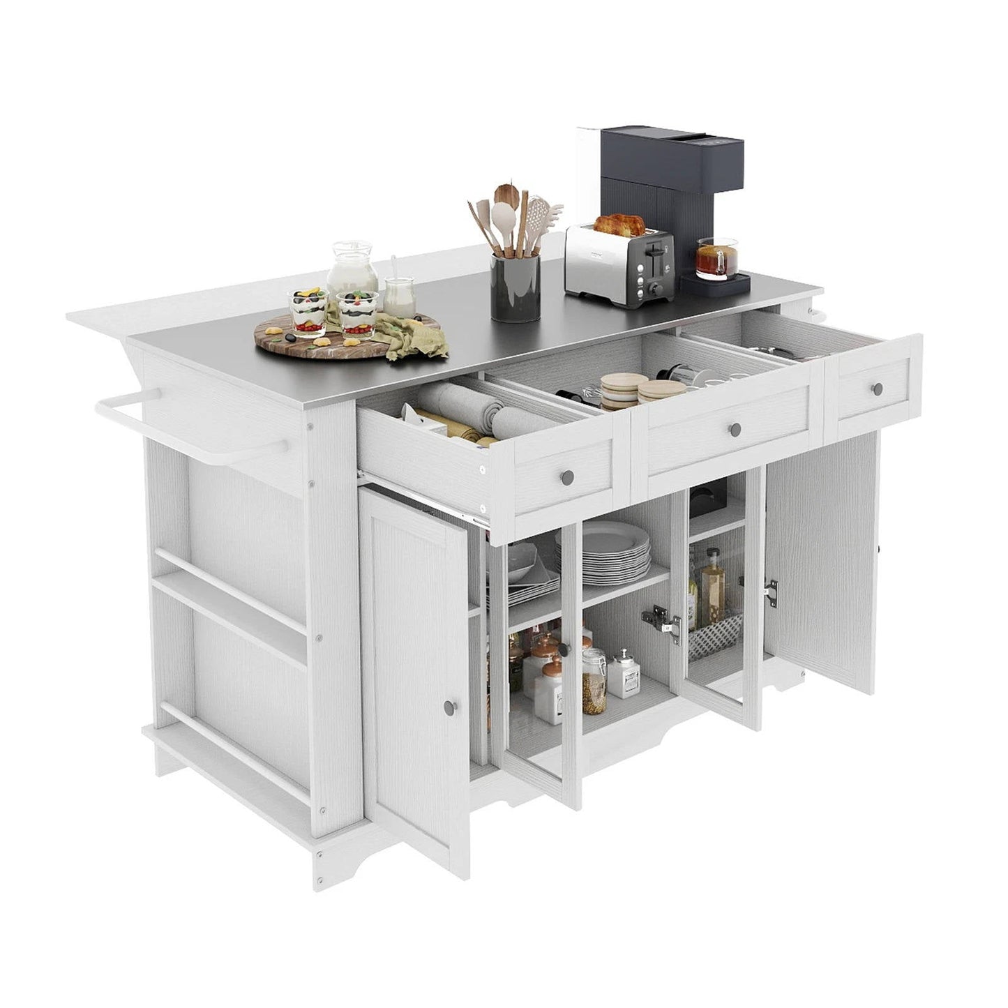 Extra Large Mobile Kitchen Cart with Storage and Wheels