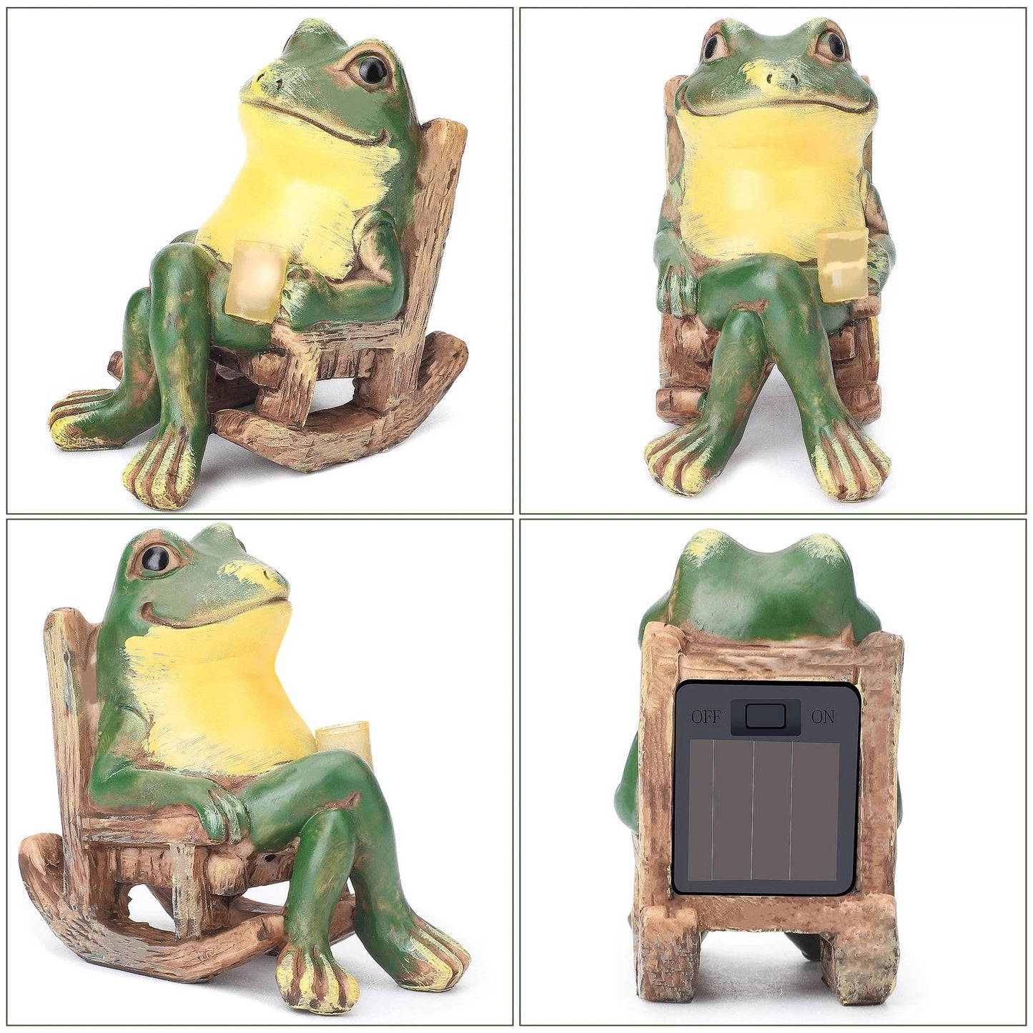Colorful Outdoor Frog Solar Statue