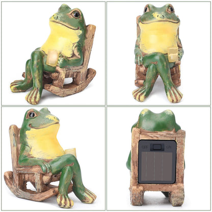 Colorful Outdoor Frog Solar Statue