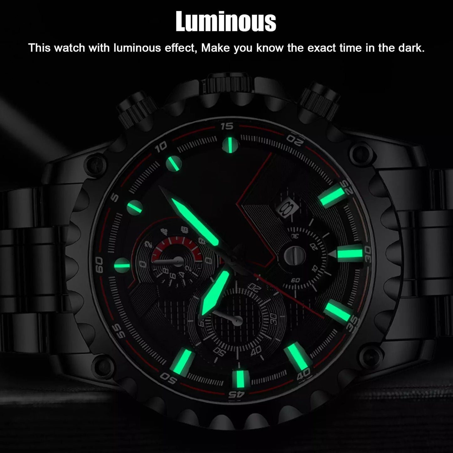 Men's Silver Sports Water Resistant Chrono Watch