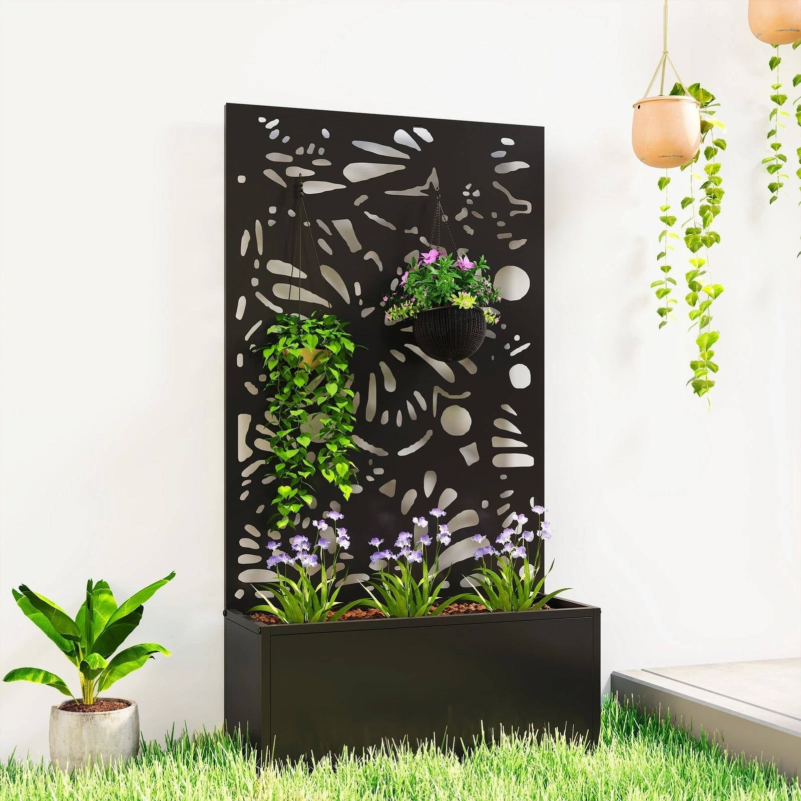 Elevated Steel Garden Planter With Lattice - Halri