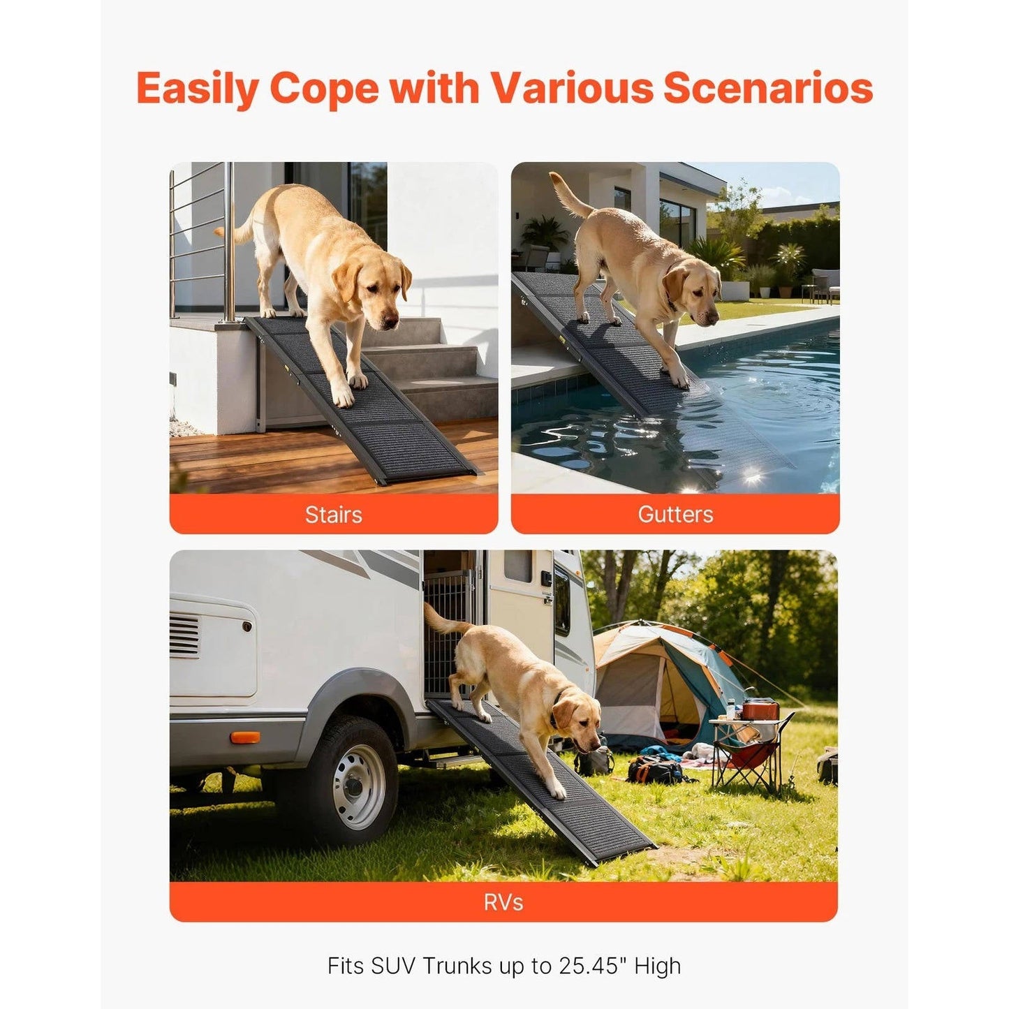 Portable Pet Car Ramp, Heavy Duty, Non Slip Surface