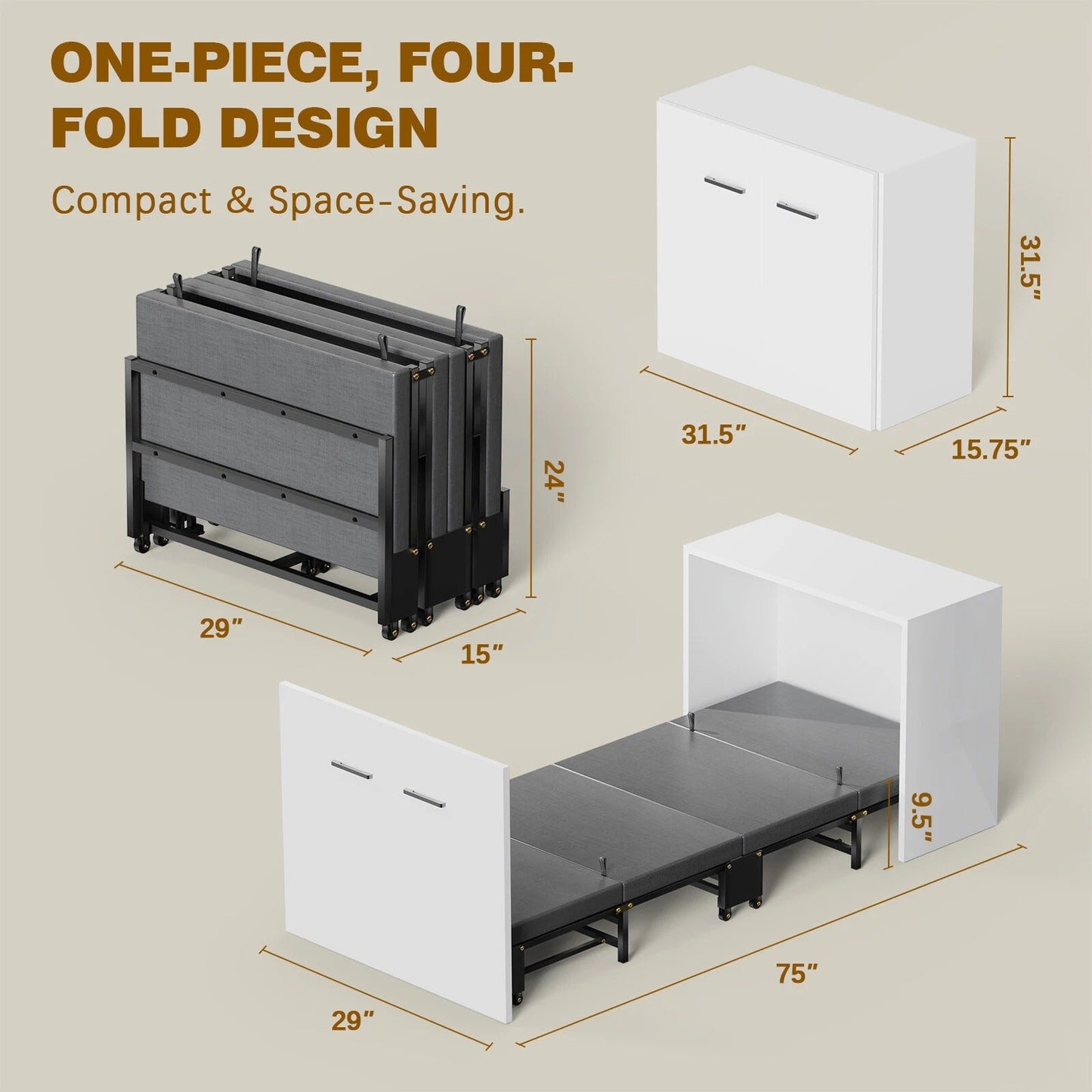 Space Saving Wall Bed with Desk and Mattress