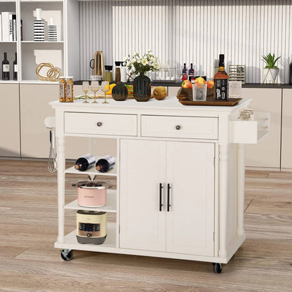 Portable Kitchen Island Cart with Drawers and Shelves - Halri