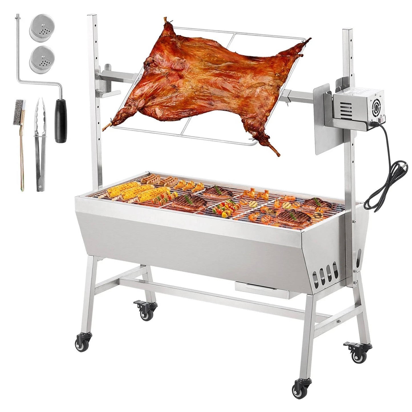 Large Outdoor BBQ Rotisserie Grill Kit Stainless Steel - Halri