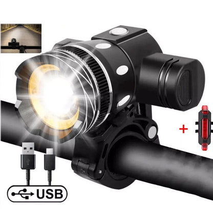 Bright Rechargeable Bike Lights Front and Rear Set - Halri