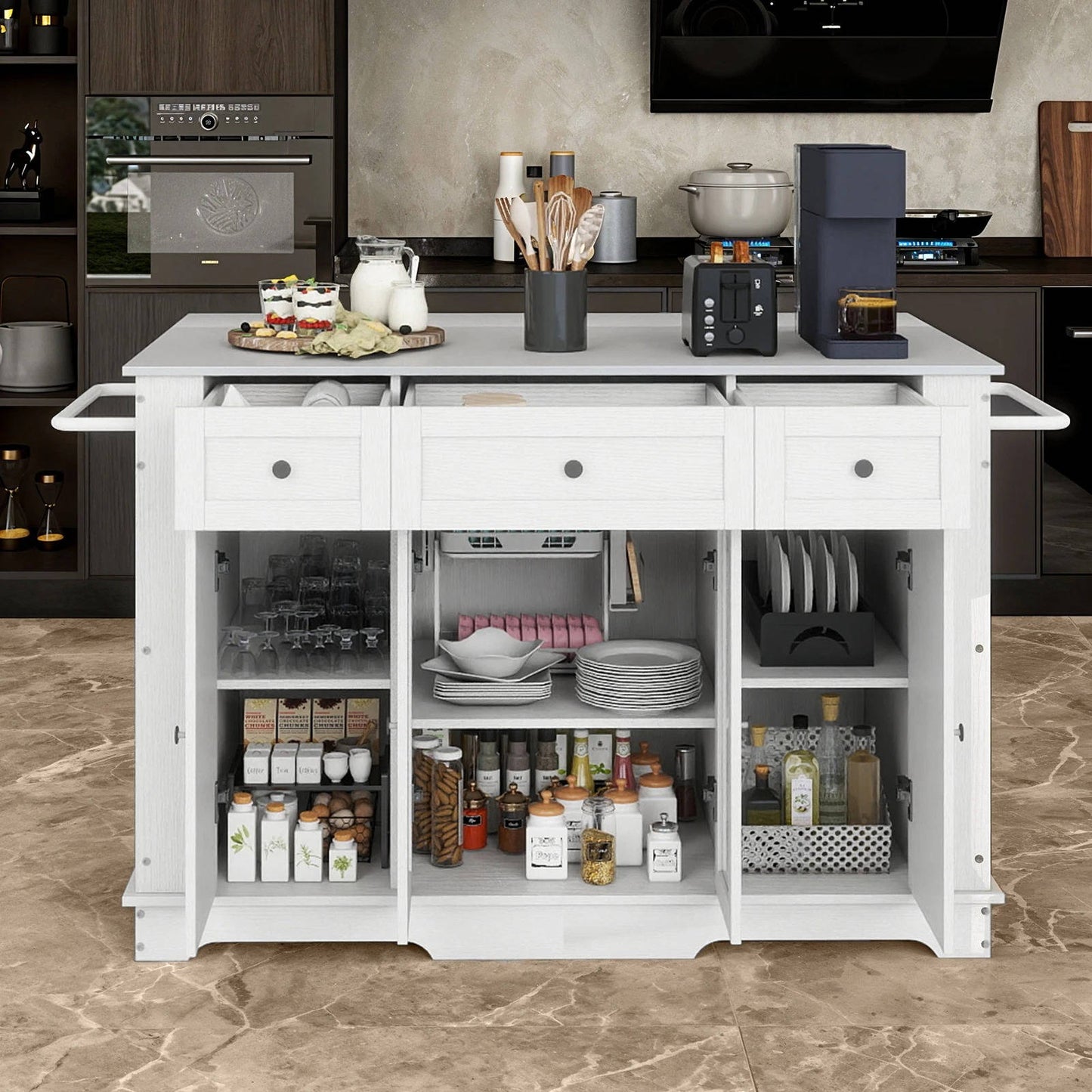 Extra Large Mobile Kitchen Cart with Storage and Wheels