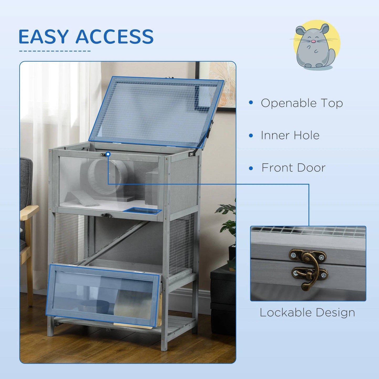 Spacious Pet Hamster Cage With Run And Toys