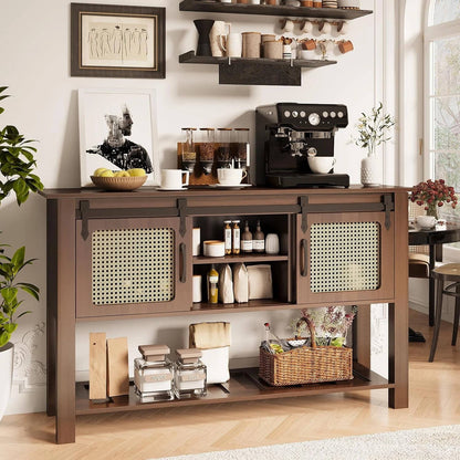 Farmhouse Kitchen Storage Cabinet with Wood Door & Shelving