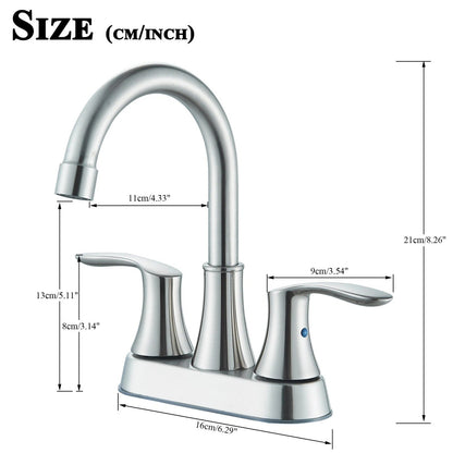 Modern 3 Hole Bathroom Faucet Brushed Nickel Mixer