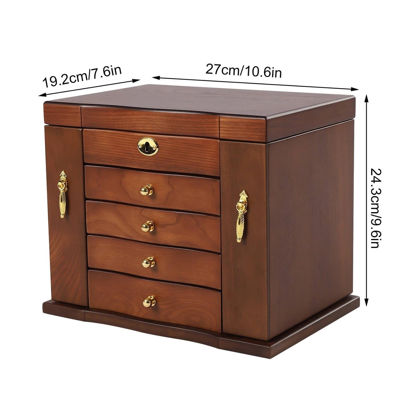 Deluxe Jewelry Storage Case with Mirror and Drawers