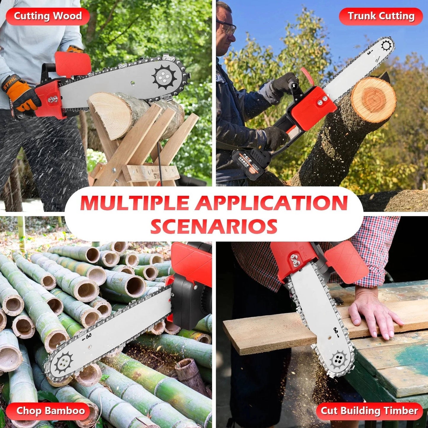 Portable 12 Electric Chainsaw 21V Cordless Saw Kit