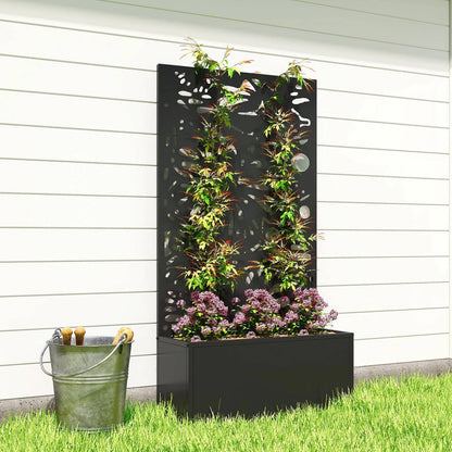 Elevated Steel Garden Planter With Lattice
