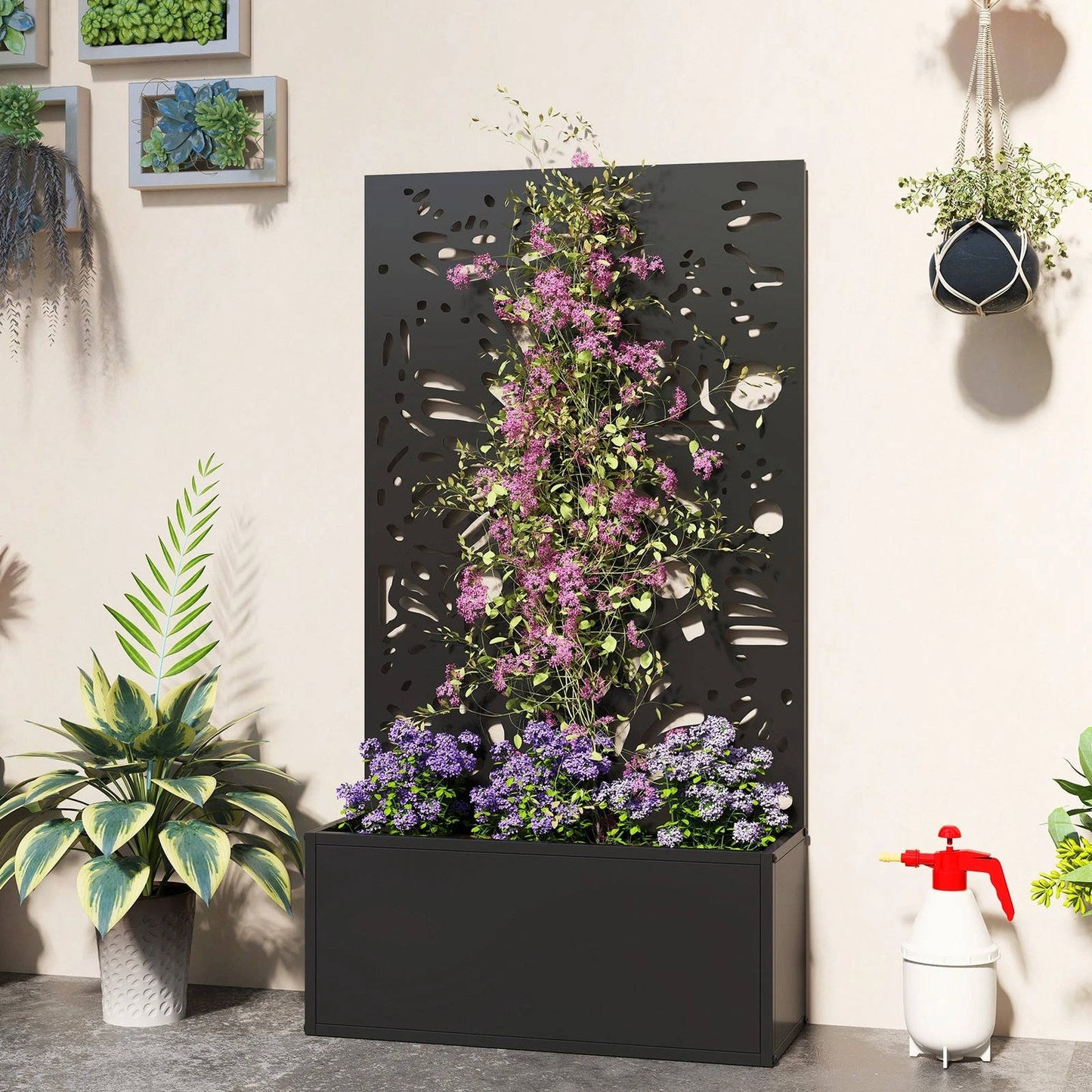 Elevated Steel Garden Planter With Lattice