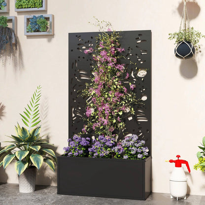 Elevated Steel Garden Planter With Lattice