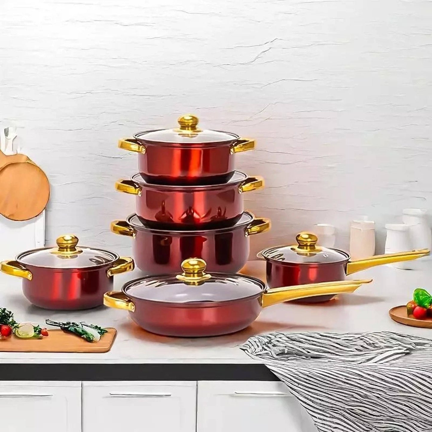 Essential 12 Piece Non Stick Kitchen Cookware Set