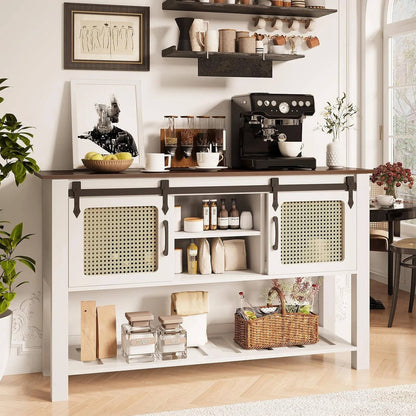 Farmhouse Kitchen Storage Cabinet with Wood Door & Shelving