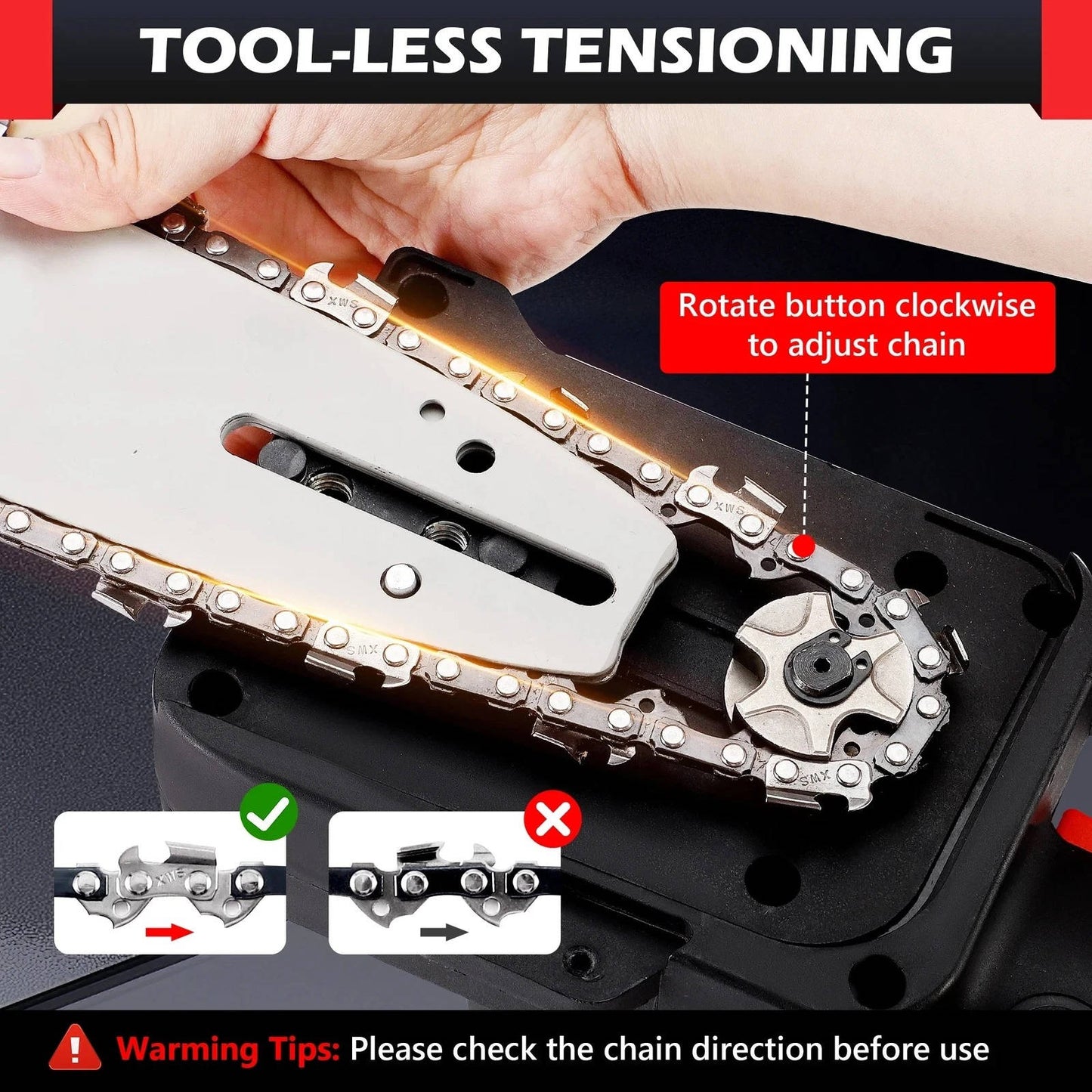 Portable 12 Electric Chainsaw 21V Cordless Saw Kit