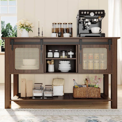 Farmhouse Kitchen Storage Cabinet with Wood Door & Shelving - Halri