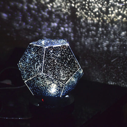 Geometric star projector on a dark background