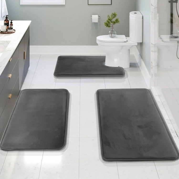 Soft Bathroom Rug Set Non Slip Memory Foam