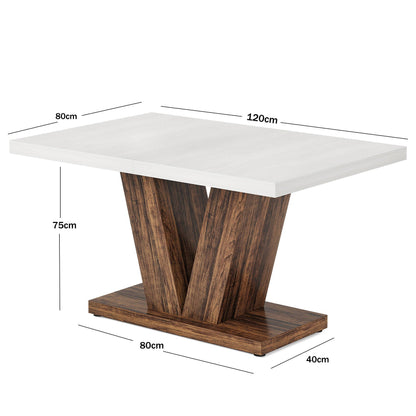 Country Style Wood Dining Table Set for 6