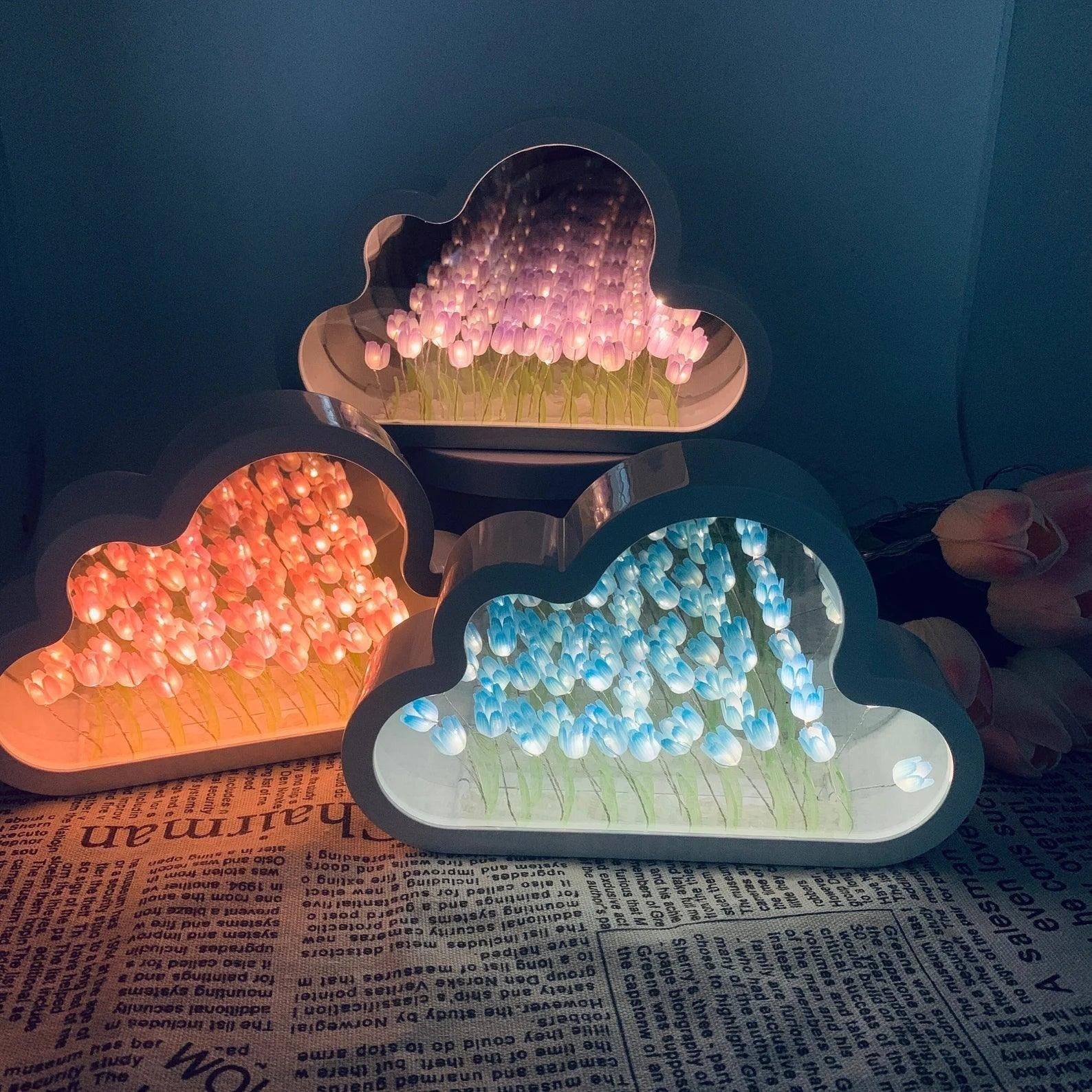 Floral LED Nightlight and Mirror - Modern Dual Decor - Halri