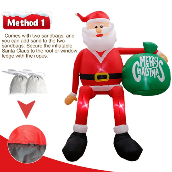 Large 8FT LED Inflatable Santa Claus Outdoor Christmas Decor