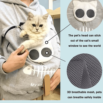 Cozy Cat Owner Hoodie with Pouch