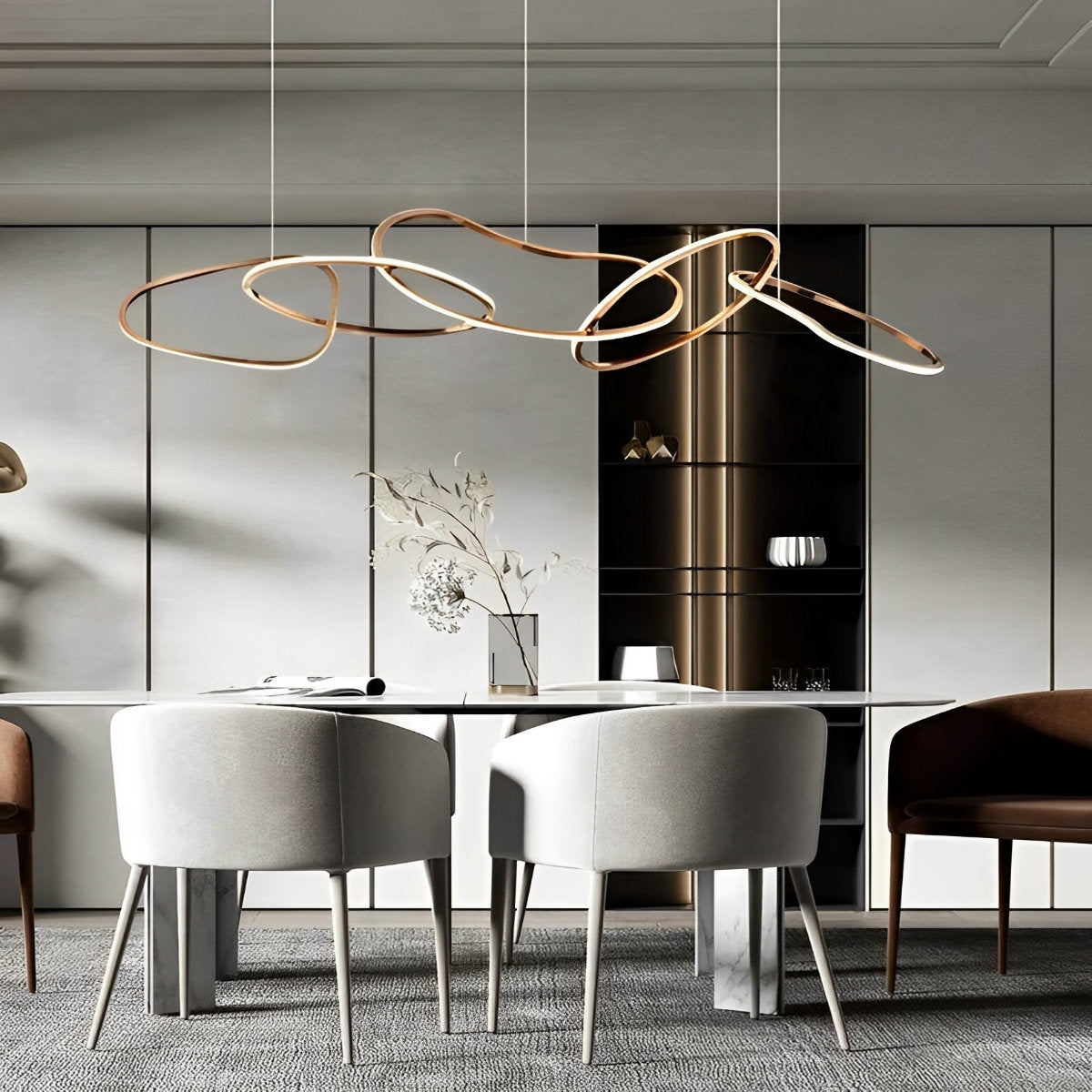 Unique Round Metal Dimmable LED Hanging Chandelier