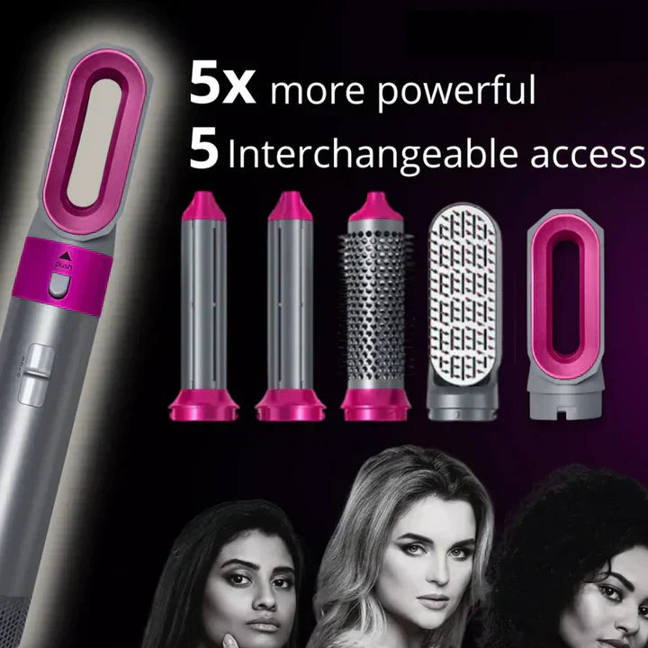 Premium 5-in-1 Hair Curler with Hot Air Brush & Dryer