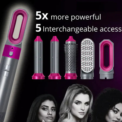 Premium 5-in-1 Hair Curler with Hot Air Brush & Dryer