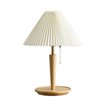 Classic Wooden Table Lamp with Fabric Shade