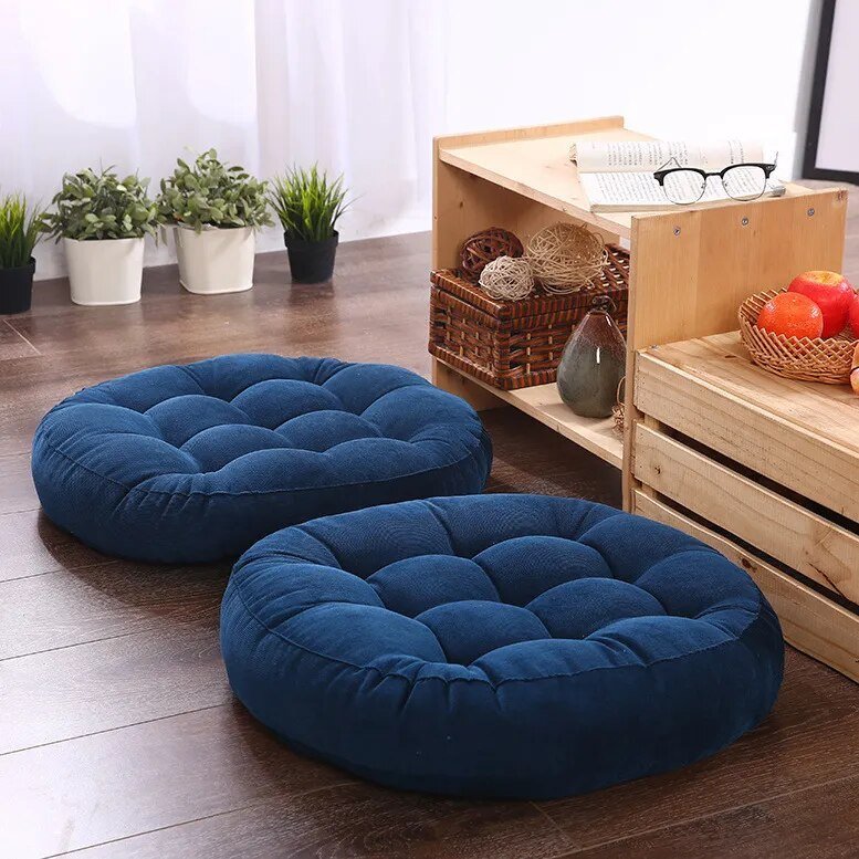 Plush Japanese Floor Cushion with Thick Foam Padding