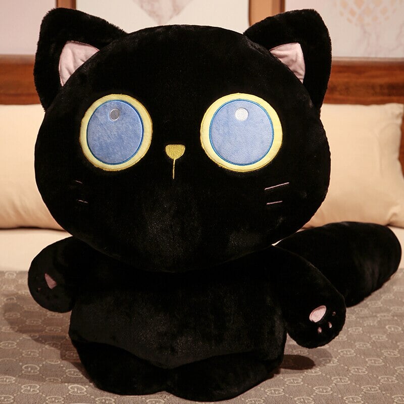Cute Blue Eyed Black Kitten Plush Toy