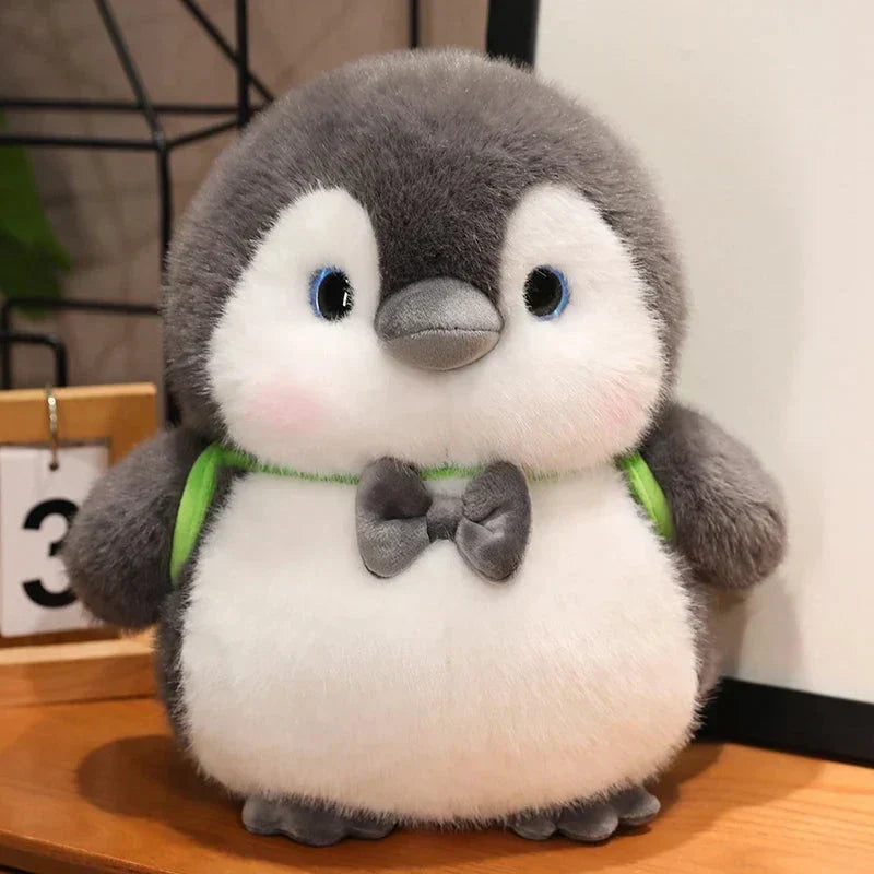 Soft Gray Penguin Toy with Cute Turtle Pack