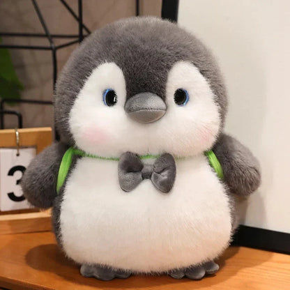 Soft Gray Penguin Toy with Cute Turtle Pack