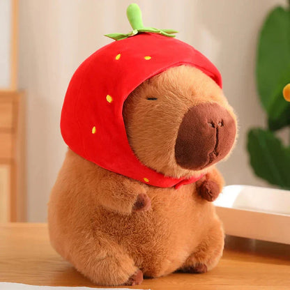 Cute Capybara with Pink Fruit Plush Toy