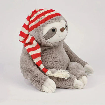 Cute Sloth Christmas Plush Toy with Stripe Hat