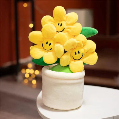 Happy Yellow Flower Pot Soft Toy