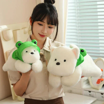 Cute White Maltese Dog Plush Toy with Fun Hat - Halri