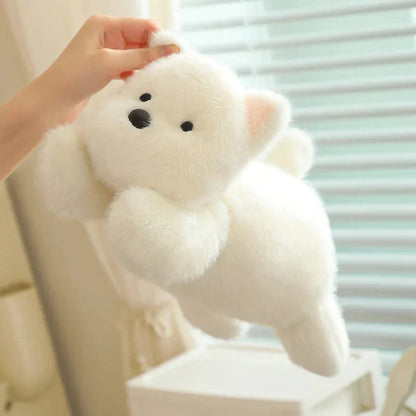 Cute White Maltese Dog Plush Toy with Fun Hat