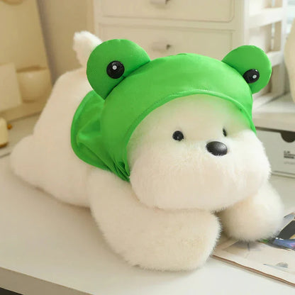 Cute White Maltese Dog Plush Toy with Fun Hat