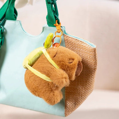 Cute Capybara Mini Avocado Plush Backpack Charm