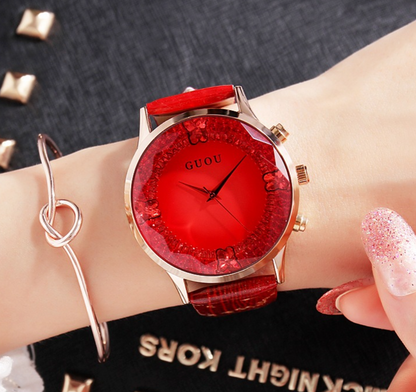 Elegant Diamond Real Leather Women's Watch - Halri