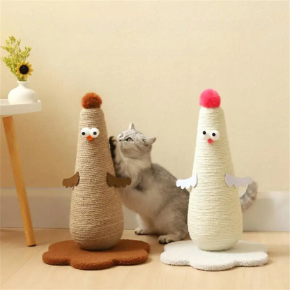 Fun Cat Scratcher with Colorful Chicken Theme