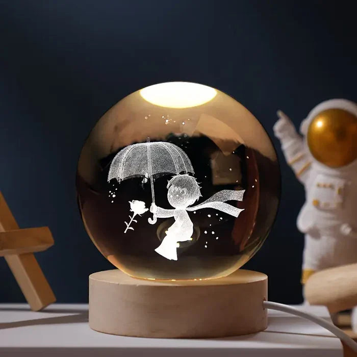 Glowing 3D Glass Cosmic Orb